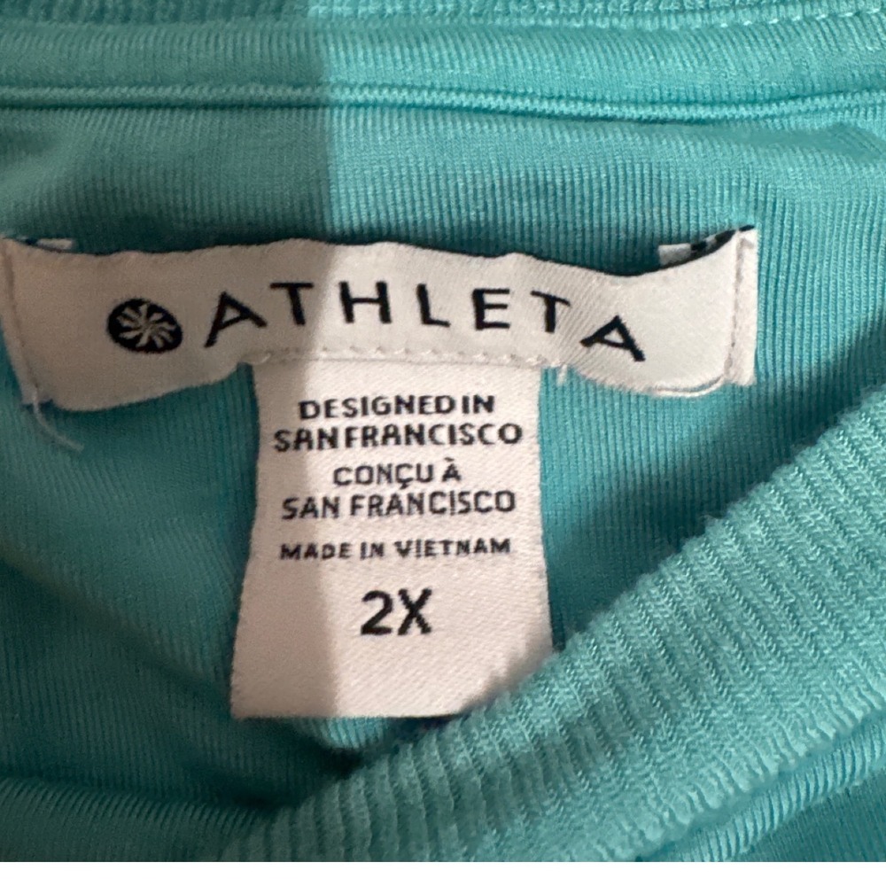 Athleta Santorini Cinch Dress 2X Turquoise Blue Sleeveless Modal Midi Dress - Picture 3 of 8